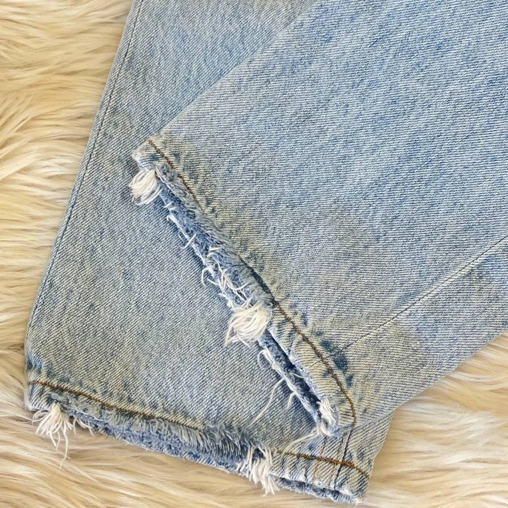 Agolde Riley High Rise Straight Crop jeans light blue distressed size 27 - Picture 9 of 12